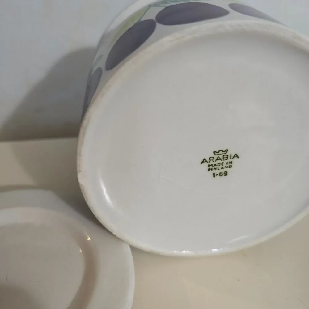 Vintage Pomona Arabia Finland Lidded Plum Jam Jar
